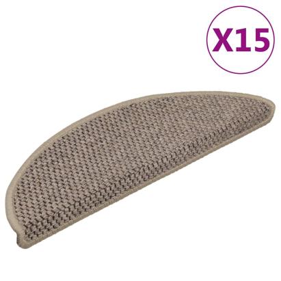 Covorașe scări autoadezive aspect sisal, 15 buc. bej 56x17x3cm GartenMobel Dekor