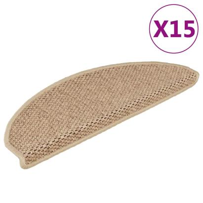 Covorașe scări autoadezive 15buc nisipiu 65x21x4cm aspect sisal GartenMobel Dekor