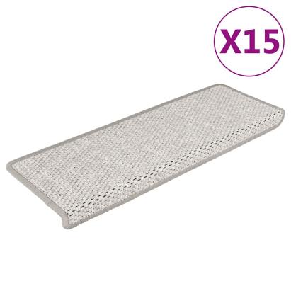 Covoraș scări autoadeziv 15 buc platină 65x21x4 cm aspect sisal GartenMobel Dekor