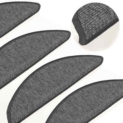 Covorașe pentru scări, 15 buc., 56x17x3 cm, bej și gri, semirotunde GartenMobel Dekor