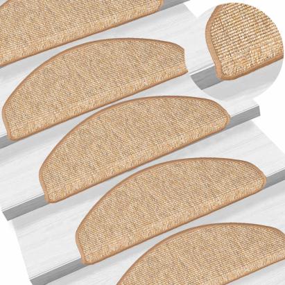 Covorașe pentru scări, 15 buc., 65x21x4 cm, maro deschis, semirotunde, mari GartenMobel Dekor