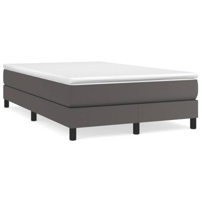 Pat box spring cu saltea, gri, 120x190 cm, piele ecologică GartenMobel Dekor