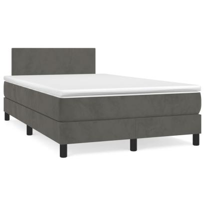 Pat box spring cu saltea, gri închis, 120x190 cm, catifea GartenMobel Dekor