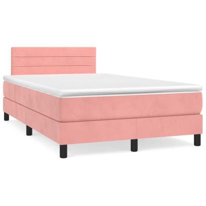 Pat box spring cu saltea, negru, 120x190 cm, catifea GartenMobel Dekor