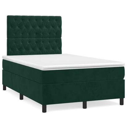 Pat box spring cu saltea, verde închis, 120x190 cm, catifea GartenMobel Dekor