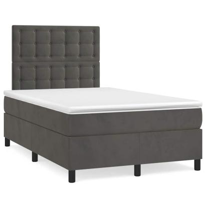 Pat box spring cu saltea, gri închis, 120x190 cm, catifea GartenMobel Dekor
