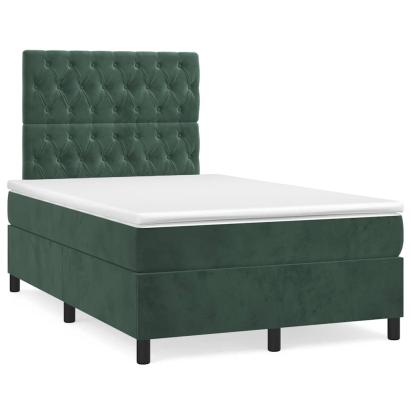 Pat box spring cu saltea, verde închis, 120x190 cm, catifea GartenMobel Dekor
