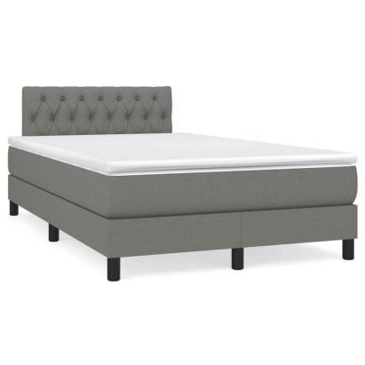 Pat cu arcuri, saltea și LED, gri închis, 120x190 cm, textil GartenMobel Dekor