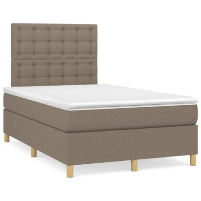 Pat cu arcuri, saltea și LED, gri taupe, 120x190 cm, textil GartenMobel Dekor