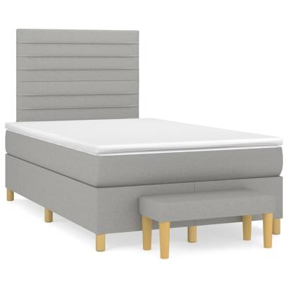 Pat box spring cu saltea, gri deschis, 120x190 cm, textil GartenMobel Dekor