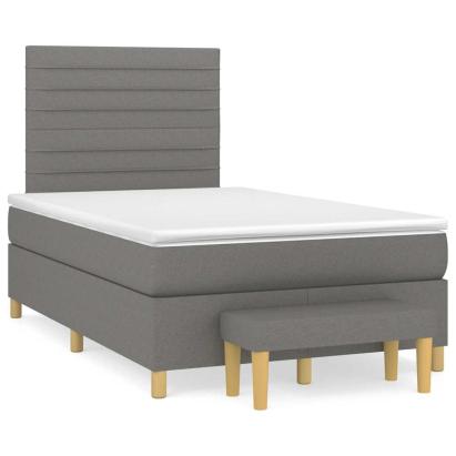 Pat box spring cu saltea, gri închis, 120x190 cm, textil GartenMobel Dekor