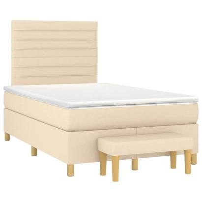 Pat continental cu saltea, crem, 120x190 cm, textil GartenMobel Dekor