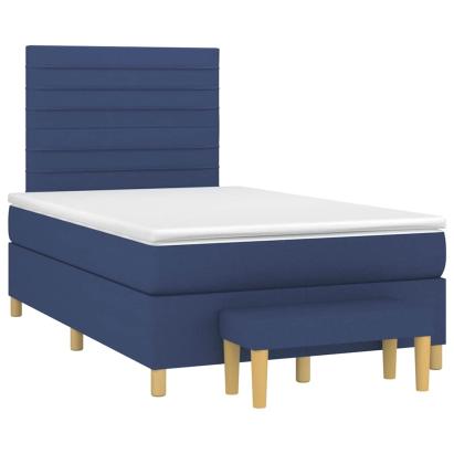 Pat box spring cu saltea, albastru, 120x190 cm, material textil GartenMobel Dekor