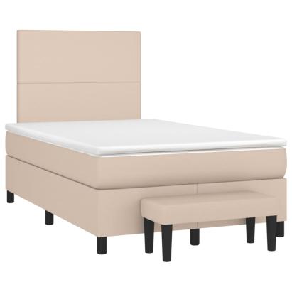 Pat box spring cu saltea, cappuccino, 120x190cm piele ecologică GartenMobel Dekor