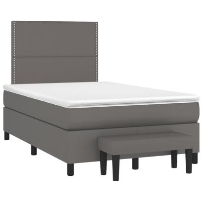 Pat box spring cu saltea, gri, 120x190 cm, piele ecologică GartenMobel Dekor