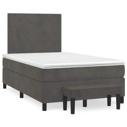 Pat box spring cu saltea, gri închis, 120x190 cm, catifea GartenMobel Dekor