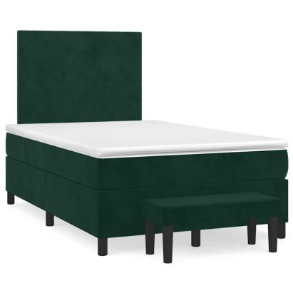 Pat box spring cu saltea, verde închis, 120x190 cm, catifea GartenMobel Dekor