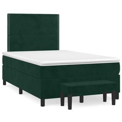 Pat box spring cu saltea, verde închis, 120x190 cm, catifea GartenMobel Dekor