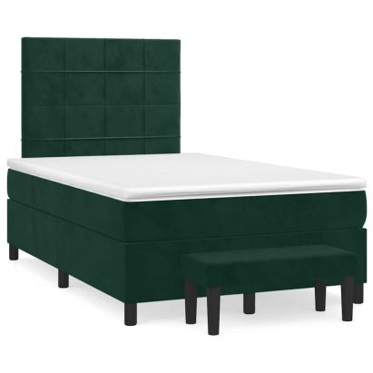 Pat box spring cu saltea, verde închis, 120x190 cm, catifea GartenMobel Dekor