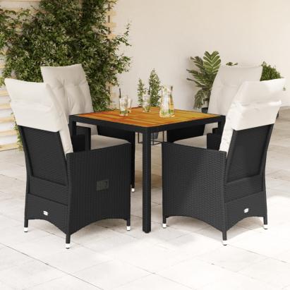 Set mobilier de grădină cu perne, 5 piese, negru, poliratan GartenMobel Dekor