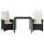 Set bistro cu perne, 3 piese, negru, poliratan GartenMobel Dekor