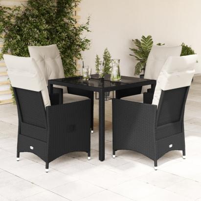 Set mobilier de grădină cu perne, 5 piese, negru, poliratan GartenMobel Dekor