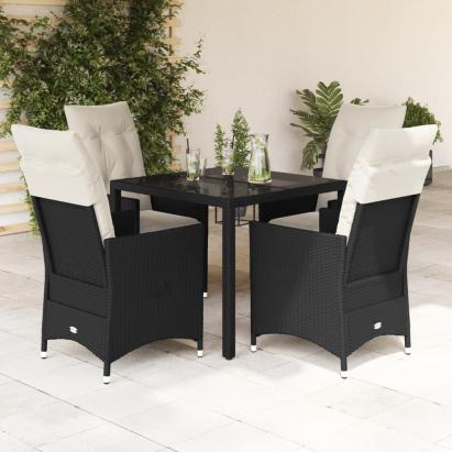 Set mobilier de grădină cu perne, 5 piese, negru, poliratan GartenMobel Dekor