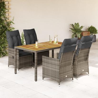 Set mobilier de grădină cu perne, 5 piese, gri, poliratan GartenMobel Dekor