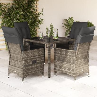 Set mobilier de grădină cu perne, 5 piese, gri, poliratan GartenMobel Dekor