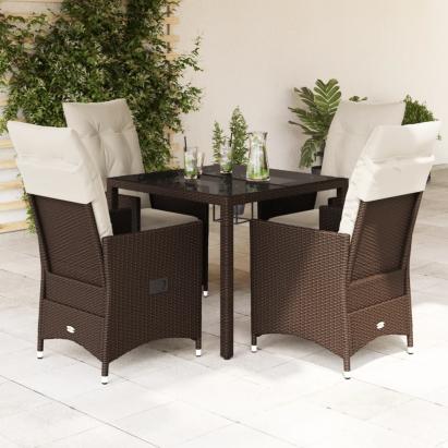 Set mobilier de grădină, 5 piese, cu perne, maro, poliratan GartenMobel Dekor