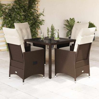 Set mobilier de grădină, 5 piese, cu perne, maro, poliratan GartenMobel Dekor