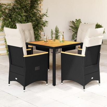 Set mobilier de grădină cu perne, 5 piese, negru, poliratan GartenMobel Dekor