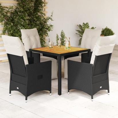 Set mobilier de grădină cu perne, 5 piese, negru, poliratan GartenMobel Dekor