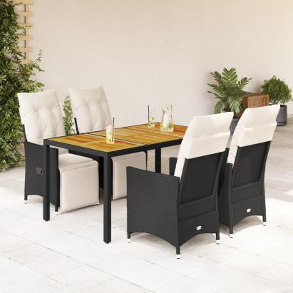 Set mobilier de grădină cu perne, 5 piese, negru, poliratan GartenMobel Dekor