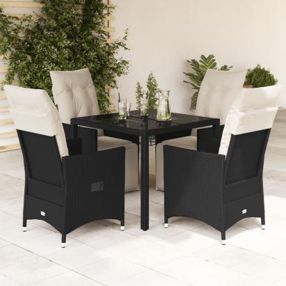 Set mobilier de grădină cu perne, 5 piese, negru, poliratan GartenMobel Dekor