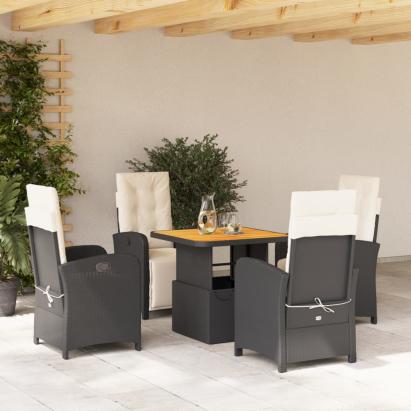 Set mobilier de grădină cu perne, 5 piese, negru, poliratan GartenMobel Dekor