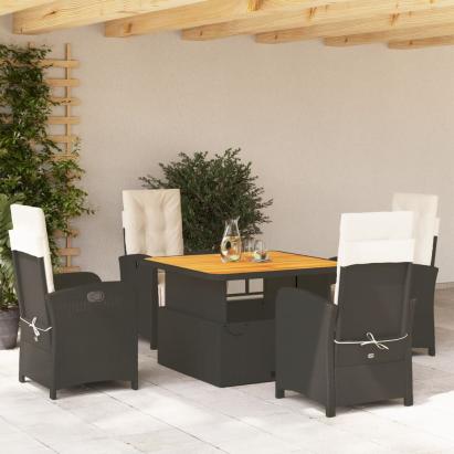 Set mobilier de grădină cu perne, 5 piese, negru, poliratan GartenMobel Dekor