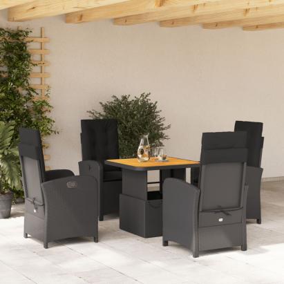 Set mobilier de grădină cu perne, 5 piese, negru, poliratan GartenMobel Dekor