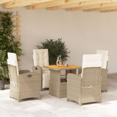 Set mobilier de grădină cu perne, 5 piese, bej, poliratan GartenMobel Dekor