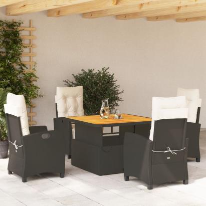 Set mobilier de grădină cu perne, 5 piese, negru, poliratan GartenMobel Dekor