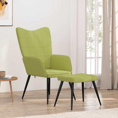Scaun de relaxare cu taburet, verde, textil GartenMobel Dekor