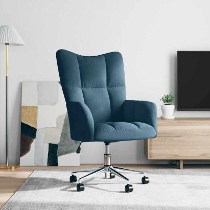 Scaun de relaxare, albastru, catifea GartenMobel Dekor