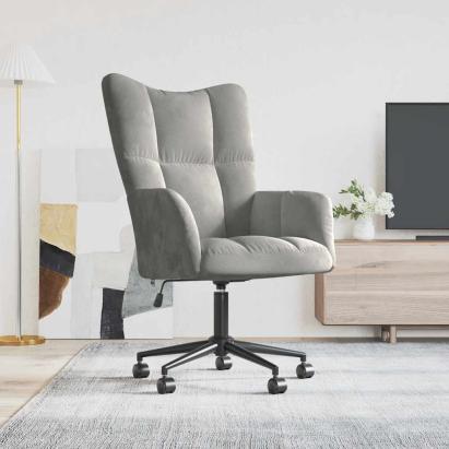 Scaun de relaxare, gri deschis, catifea GartenMobel Dekor