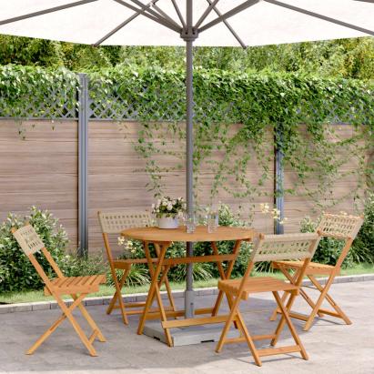 Set mobilier de grădină, 5 piese, bej, poliratan și lemn masiv GartenMobel Dekor