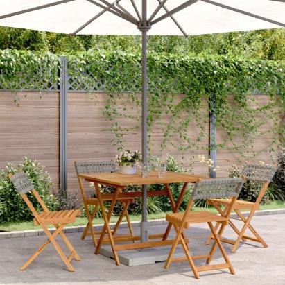 Set mobilier grădină, 5 piese, gri, poliratan și lemn masiv GartenMobel Dekor