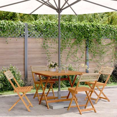 Set mobilier de grădină, 5 piese, bej, poliratan și lemn masiv GartenMobel Dekor