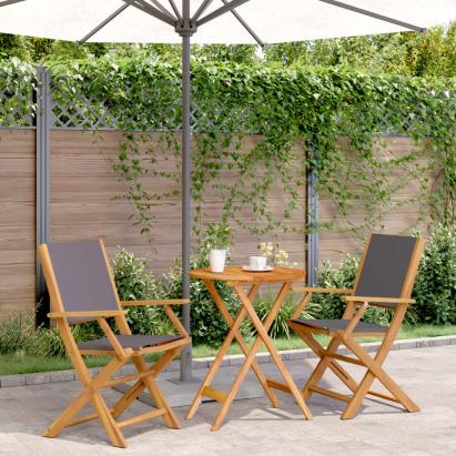 Set mobilier bistro, 3 piese, textil antracit/lemn masiv GartenMobel Dekor