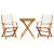 Set mobilier bistro, 3 piese, textil alb crem/lemn masiv GartenMobel Dekor
