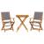 Set mobilier bistro, 3 piese, textil antracit/lemn masiv GartenMobel Dekor