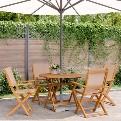 Set mobilier de grădină 5 piese textil taupe/lemn masiv GartenMobel Dekor